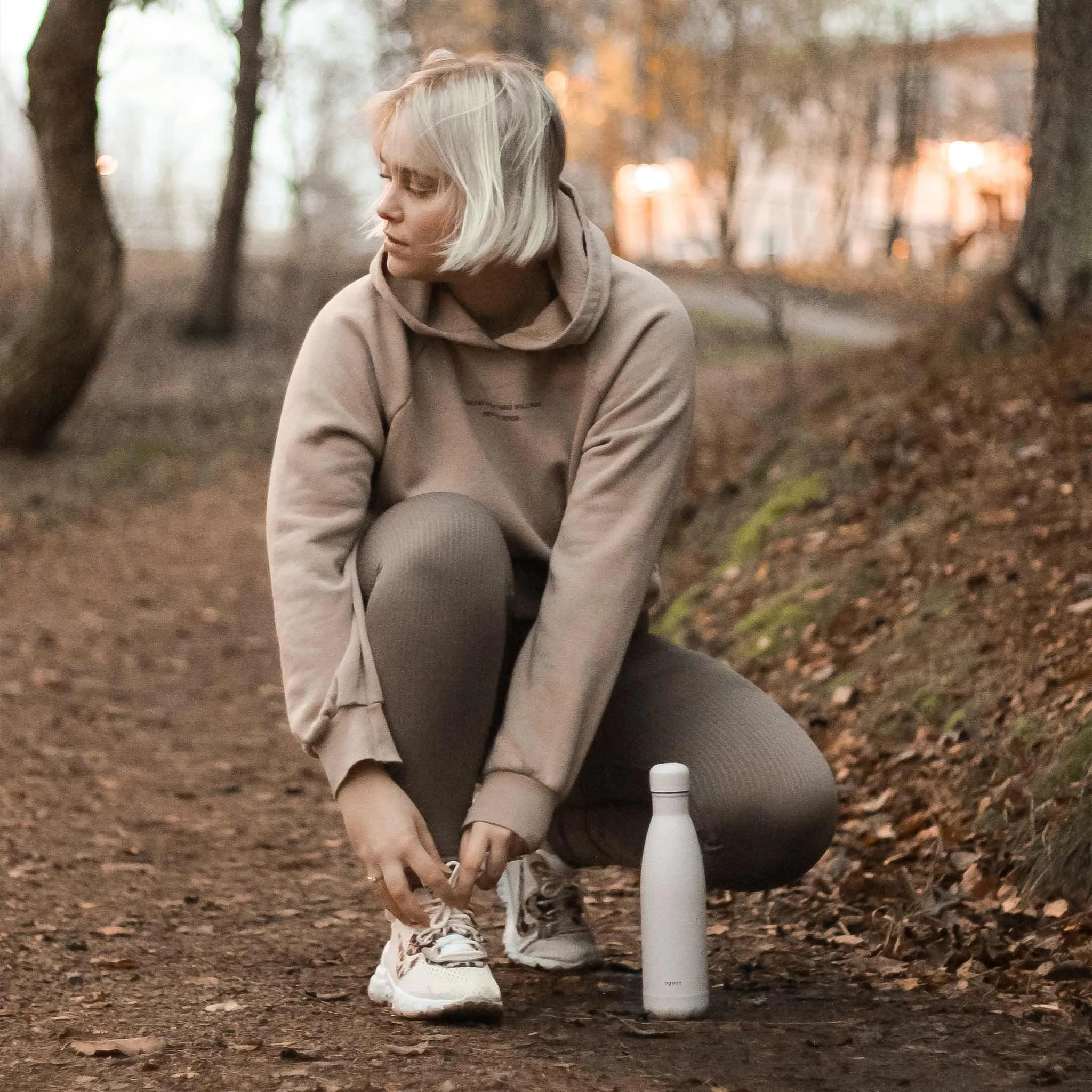Thermal bottle made from recycled steel, Earth Brown