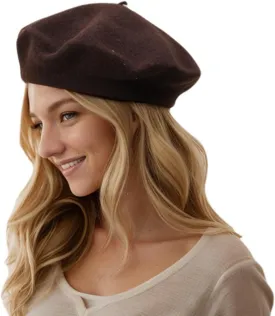 Women's Beret Hats - French Wool Blend Winter Cap, 70% Wool All-Season Soft Beret Hats for Women (Multi-Color)