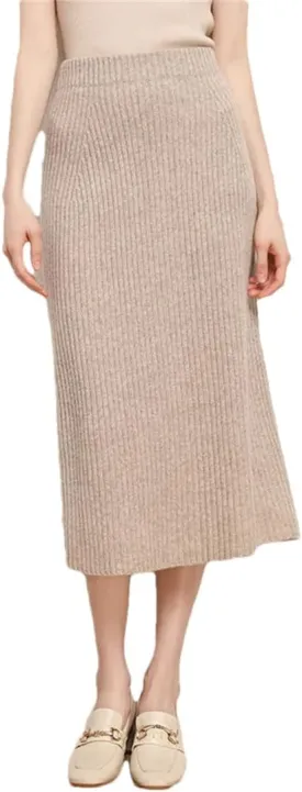 WomenS Plus Size Wool Blend Knit Pencil Skirt High Waist Slim Fit Elegant Tea-Length Skirt